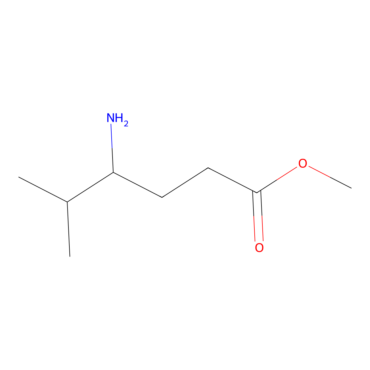 Methyl 4-amino-5-methylhexanoate molecular structure, CAS 1379380-54-7