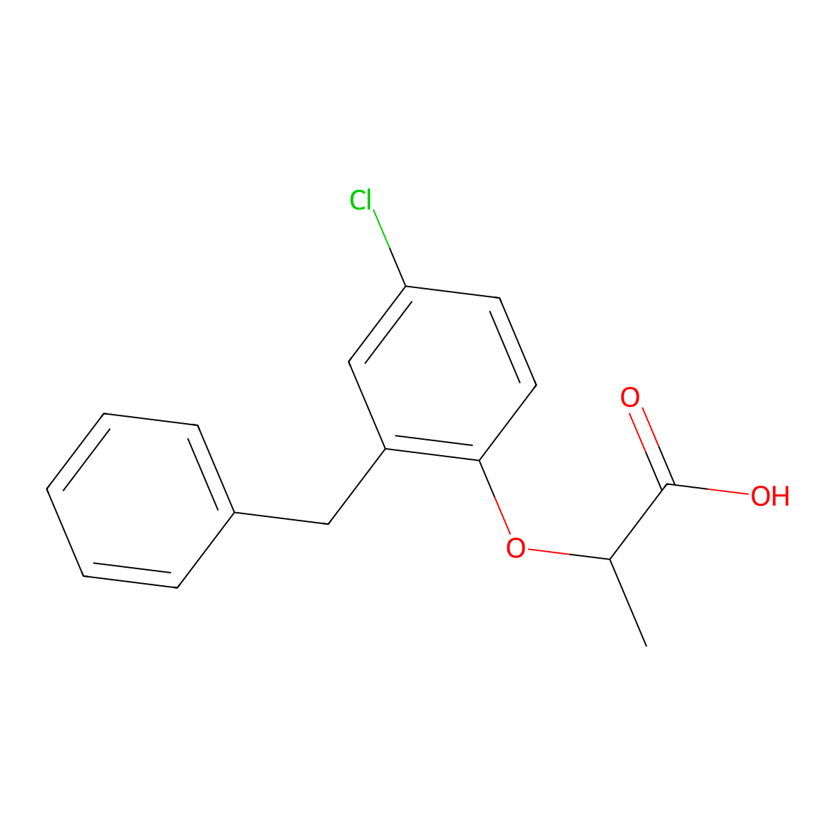 2-(2-Benzyl-4-chlorophenoxy)propanoic acid molecular structure, CAS 13794-03-1