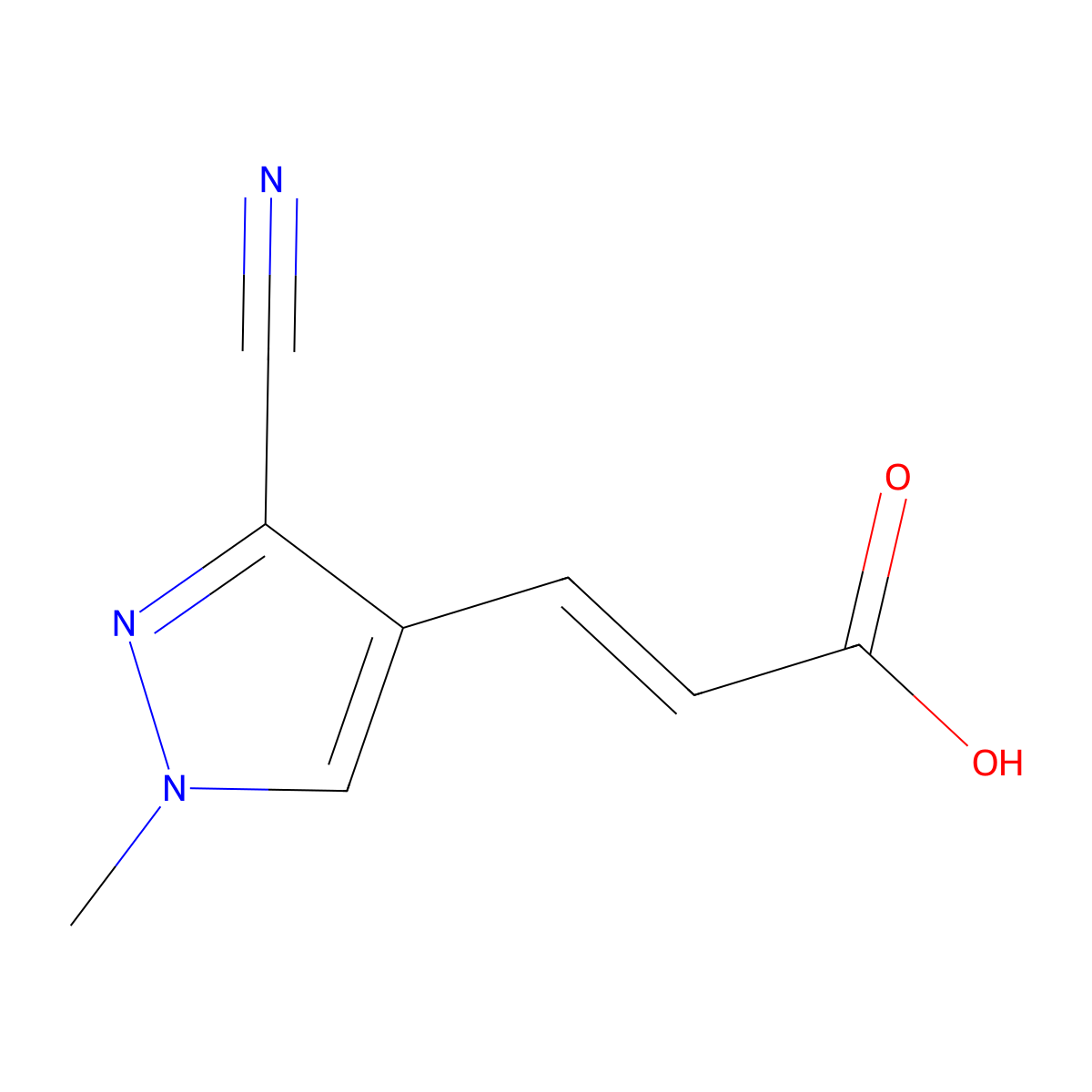 (E)-3-(3-Cyano-1-methyl-1H-pyrazol-4-yl)acrylic acid molecular structure, CAS 1379413-69-0