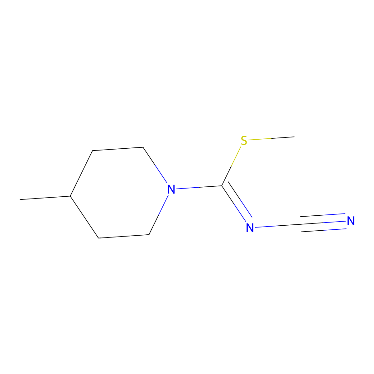 methyl N-cyano-4-methylpiperidine-1-carbimidothioate molecular structure, CAS 1379416-37-1