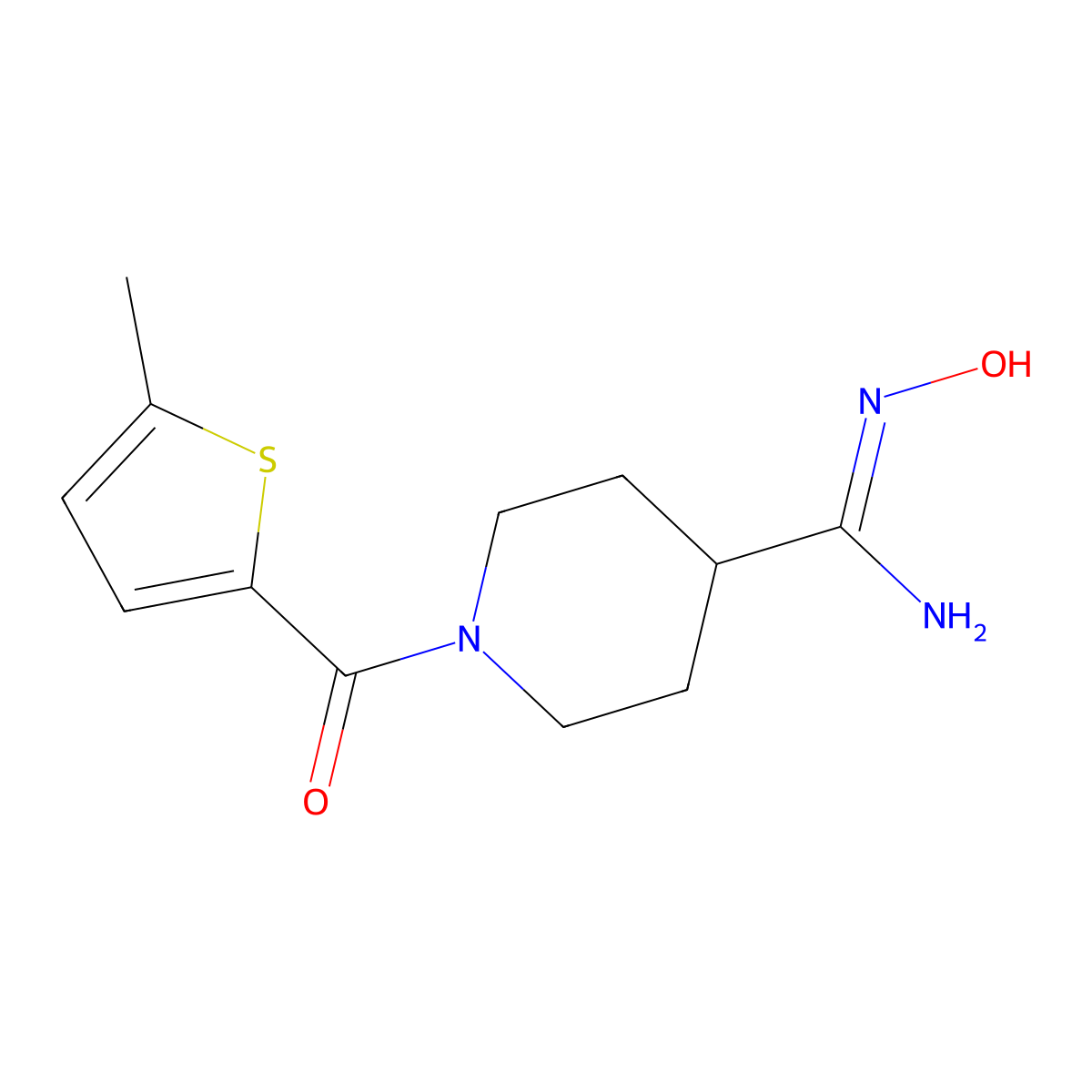 (Z)-N'-hydroxy-1-(5-methylthiophene-2-carbonyl)piperidine-4-carboximidamide molecular structure, CAS 1379417-62-5
