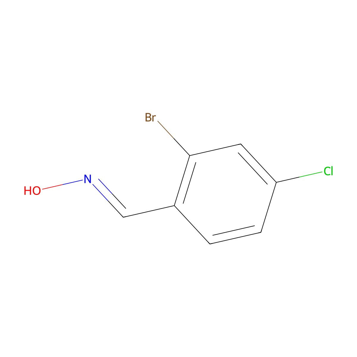 N-[(2-bromo-4-chlorophenyl)methylidene]hydroxylamine molecular structure, CAS 1379427-96-9