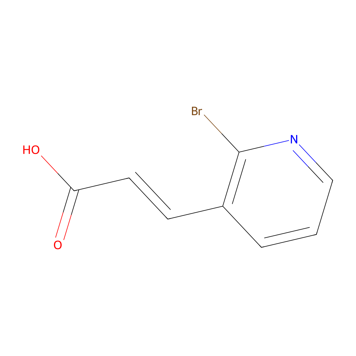 (2E)-3-(2-bromopyridin-3-yl)prop-2-enoic acid molecular structure, CAS 1379432-31-1