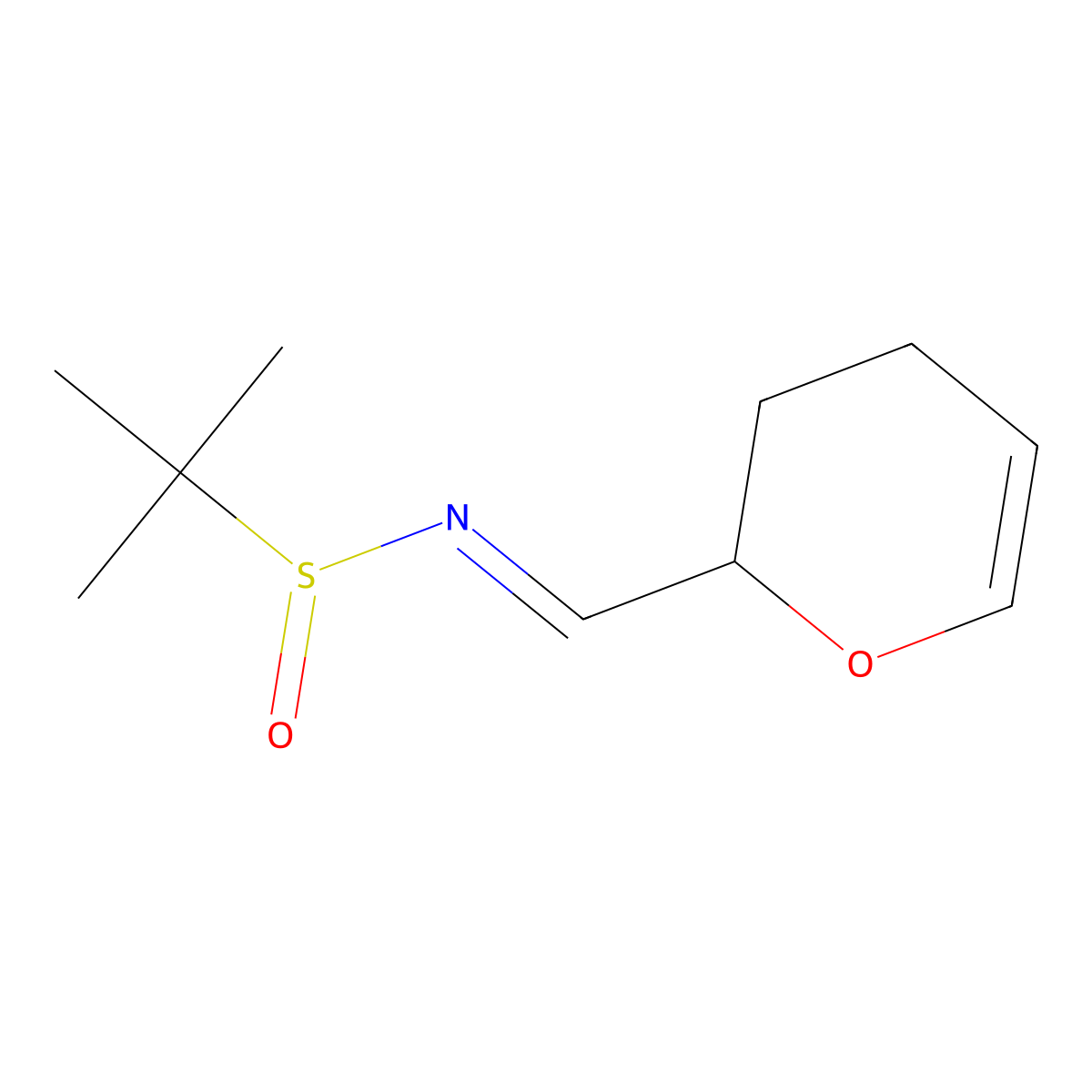 N-[(3,4-dihydro-2H-pyran-2-yl)methylidene]-2-methylpropane-2-sulfinamide molecular structure, CAS 1379434-80-6