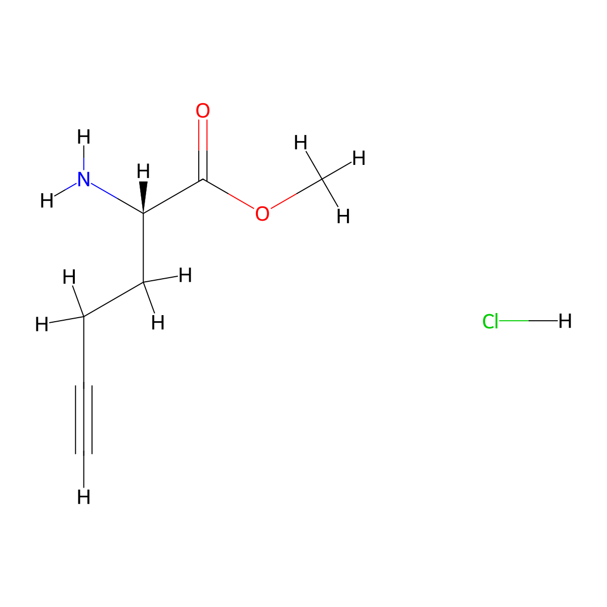 methyl (2S)-2-aminohex-5-ynoate hydrochloride molecular structure, CAS 1379445-19-8