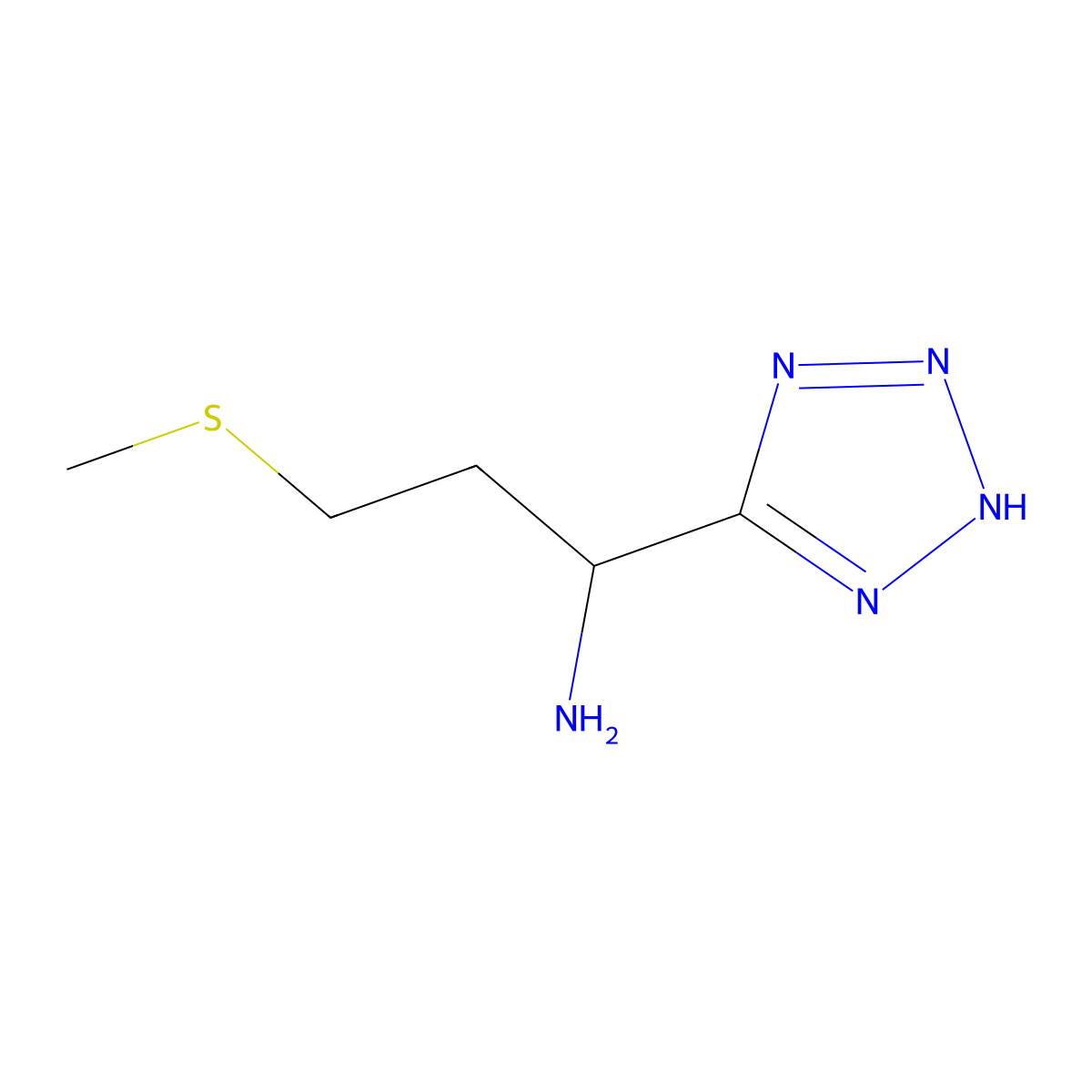 (1S)-3-(methylsulfanyl)-1-(2H-1,2,3,4-tetrazol-5-yl)propan-1-amine molecular structure, CAS 1379445-26-7