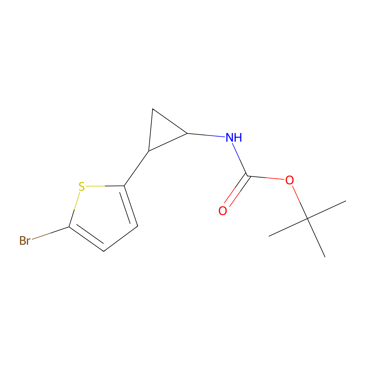 tert-butyl N-[(1S,2S)-rel-2-(5-bromothiophen-2-yl)cyclopropyl]carbamate molecular structure, CAS 1379466-13-3