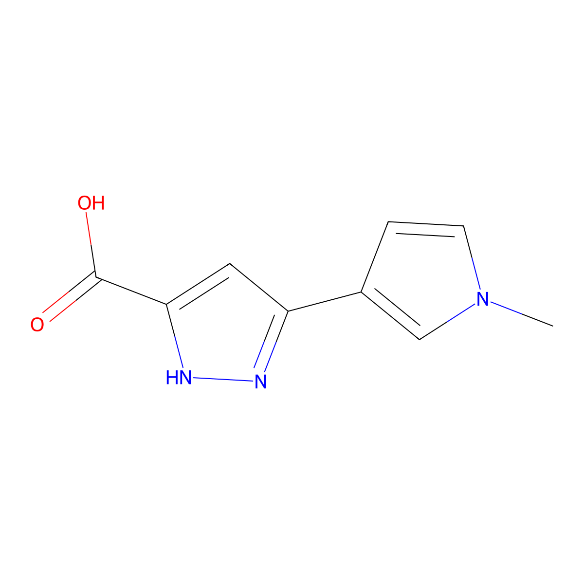 5-(1-methyl-1H-pyrrol-3-yl)-1H-pyrazole-3-carboxylic acid molecular structure, CAS 1379474-92-6