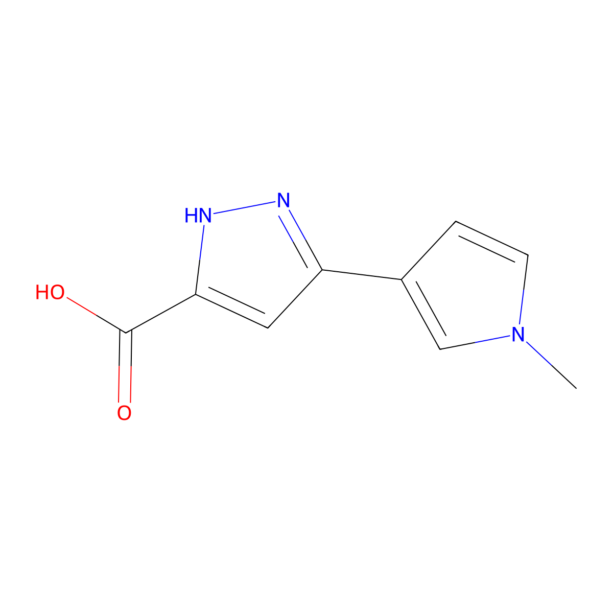 5-(1-methyl-1H-pyrrol-3-yl)-1H-pyrazole-3-carboxylic acid molecular structure, CAS 1379474-92-6