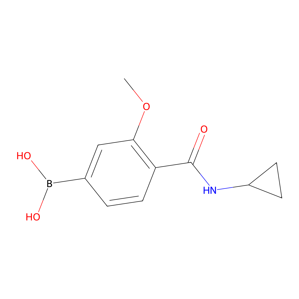 (4-(Cyclopropylcarbamoyl)-3-methoxyphenyl)boronic acid molecular structure, CAS 1379476-70-6
