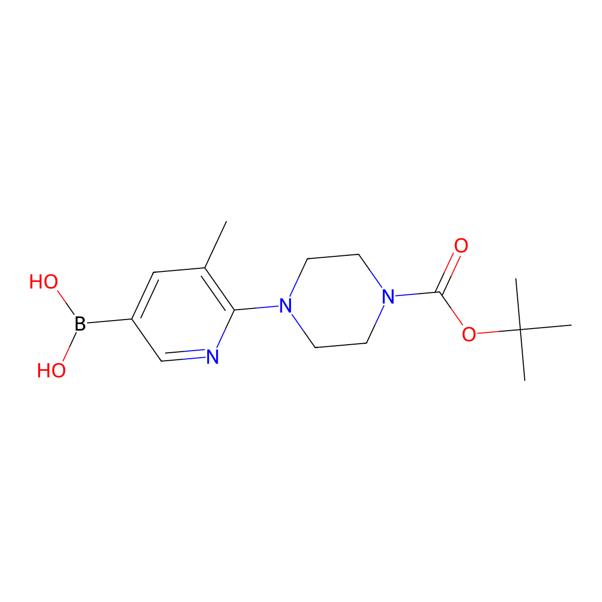 (6-(4-(tert-Butoxycarbonyl)piperazin-1-yl)-5-methylpyridin-3-yl)boronic acid molecular structure, CAS 1379476-75-1