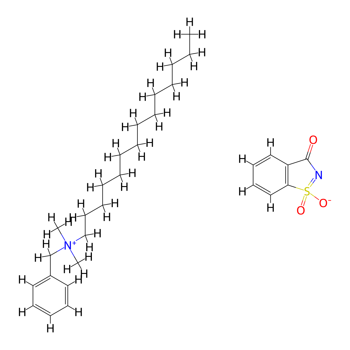 Myristalkonium saccharinate molecular structure, CAS 137951-75-8