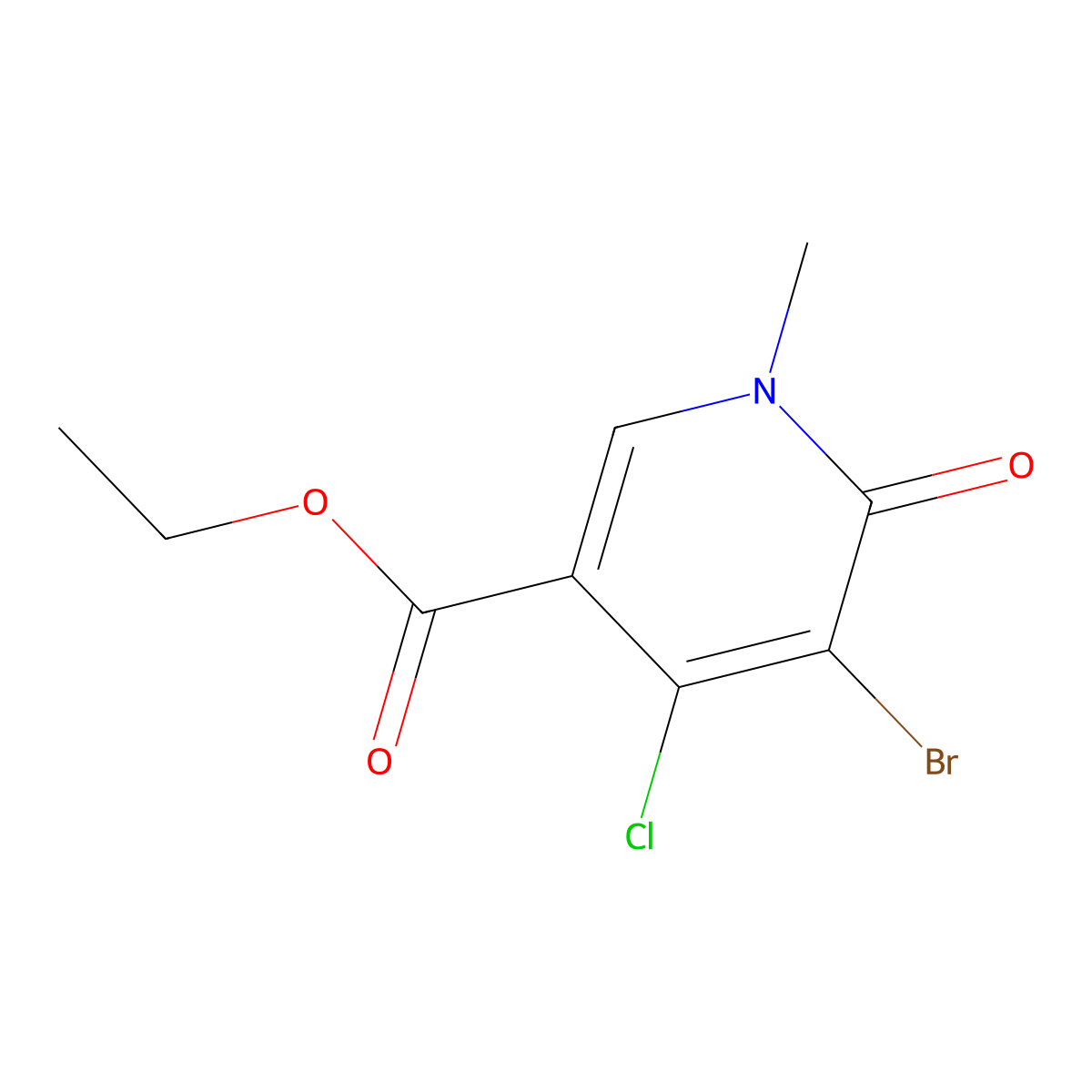 Ethyl 5-bromo-4-chloro-1-methyl-6-oxo-1,6-dihydropyridine-3-carboxylate molecular structure, CAS 1379526-95-0