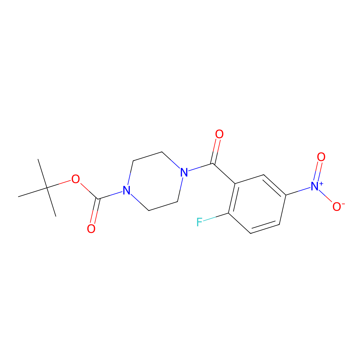 Tert-butyl 4-((2-fluoro-5-nitrophenyl)carbonyl)piperazine-1-carboxylate molecular structure, CAS 1379526-99-4