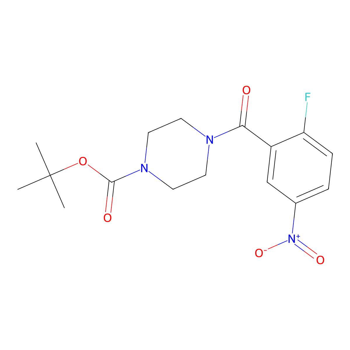 Tert-butyl 4-((2-fluoro-5-nitrophenyl)carbonyl)piperazine-1-carboxylate molecular structure, CAS 1379526-99-4