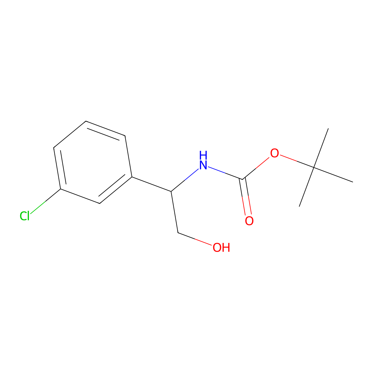 (S)-tert-Butyl (1-(3-chlorophenyl)-2-hydroxyethyl)carbamate molecular structure, CAS 1379546-46-9