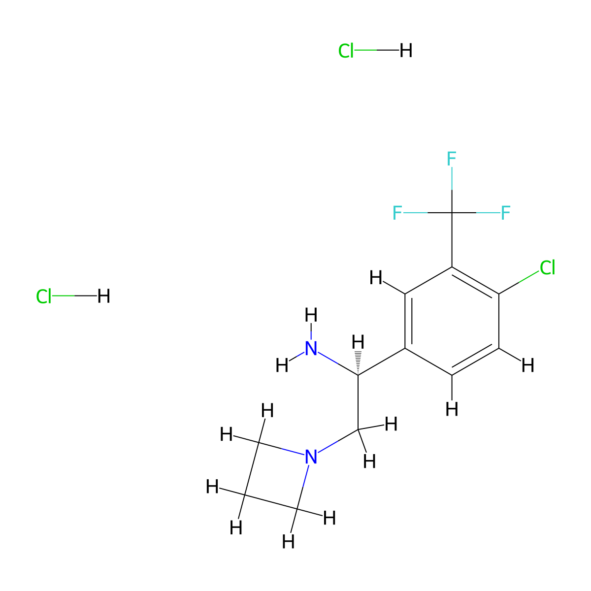 (S)-2-(Azetidin-1-yl)-1-(4-chloro-3-(trifluoromethyl)phenyl)ethan-1-amine dihydrochloride molecular structure, CAS 1379546-60-7