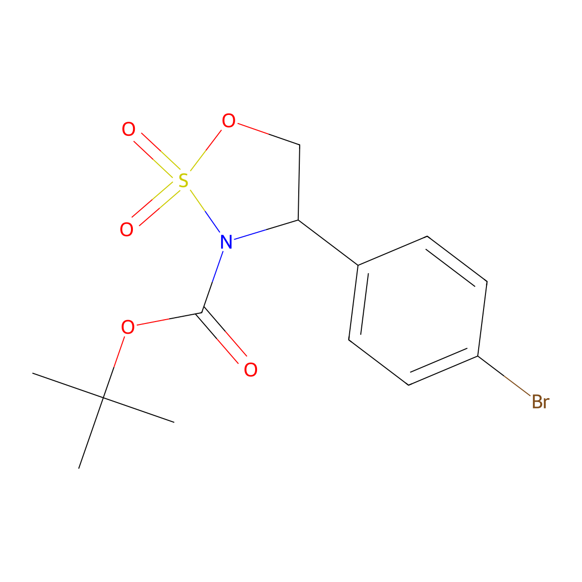 (S)-3-Boc-4-(4-bromophenyl)-1,2,3-oxathiazolidine 2,2-dioxide molecular structure, CAS 1379546-69-6