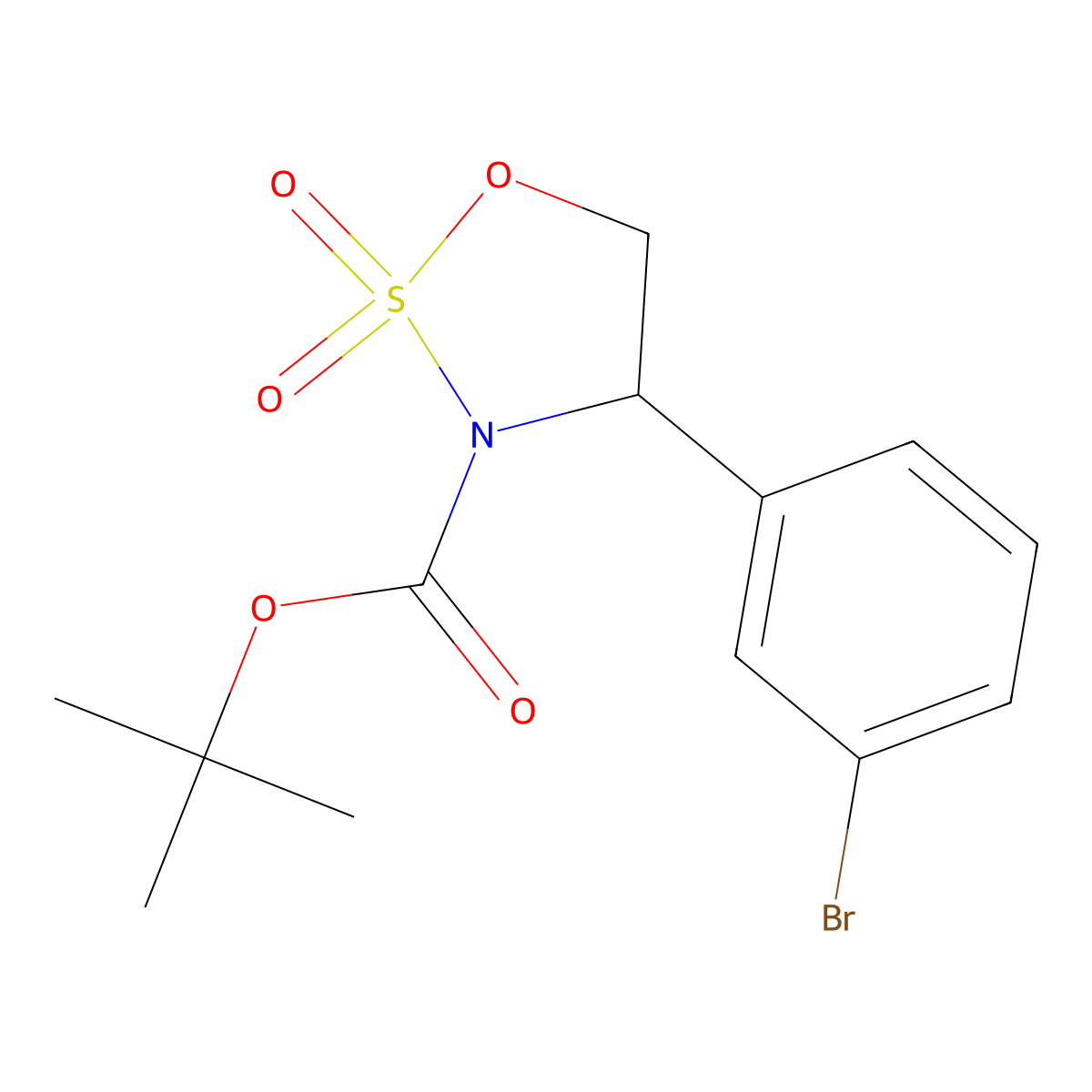 (S)-3-Boc-4-(3-bromophenyl)-1,2,3-oxathiazolidine 2,2-dioxide molecular structure, CAS 1379546-88-9
