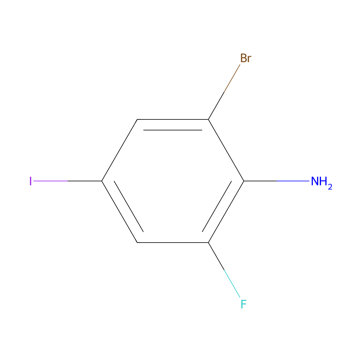 2-Bromo-6-fluoro-4-iodoaniline molecular structure, CAS 1379585-99-5