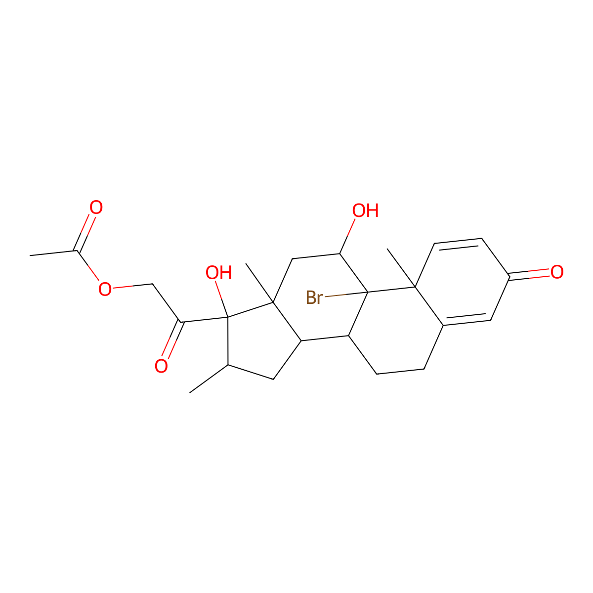 9-Bromo-11b,17,21-trihydroxy-16alpha-methyl-pregna-1,4-diene-3,20-dione 21-Acetate molecular structure, CAS 13796-49-1