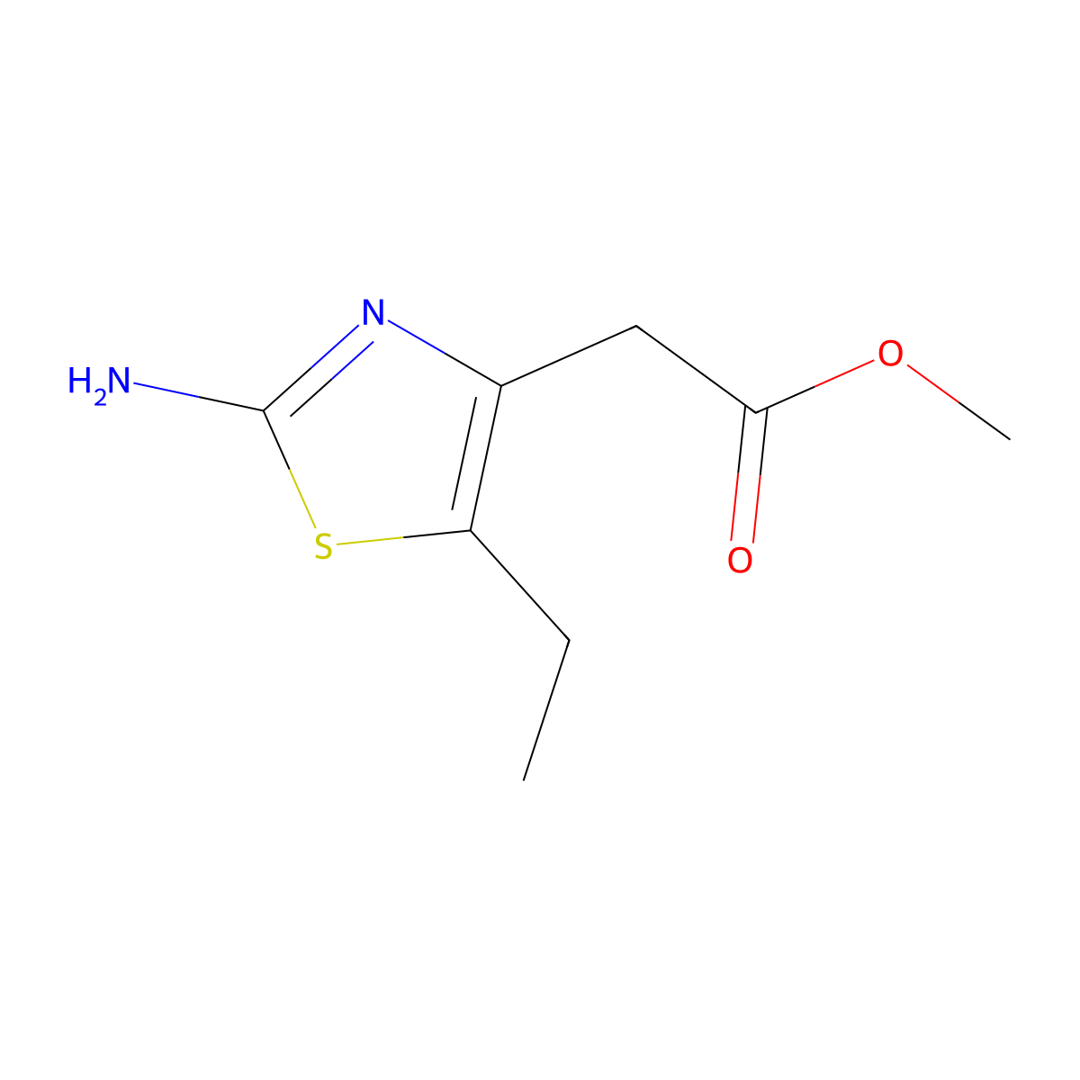 Methyl 2-(2-amino-5-ethyl-1,3-thiazol-4-yl)acetate molecular structure, CAS 1379610-44-2