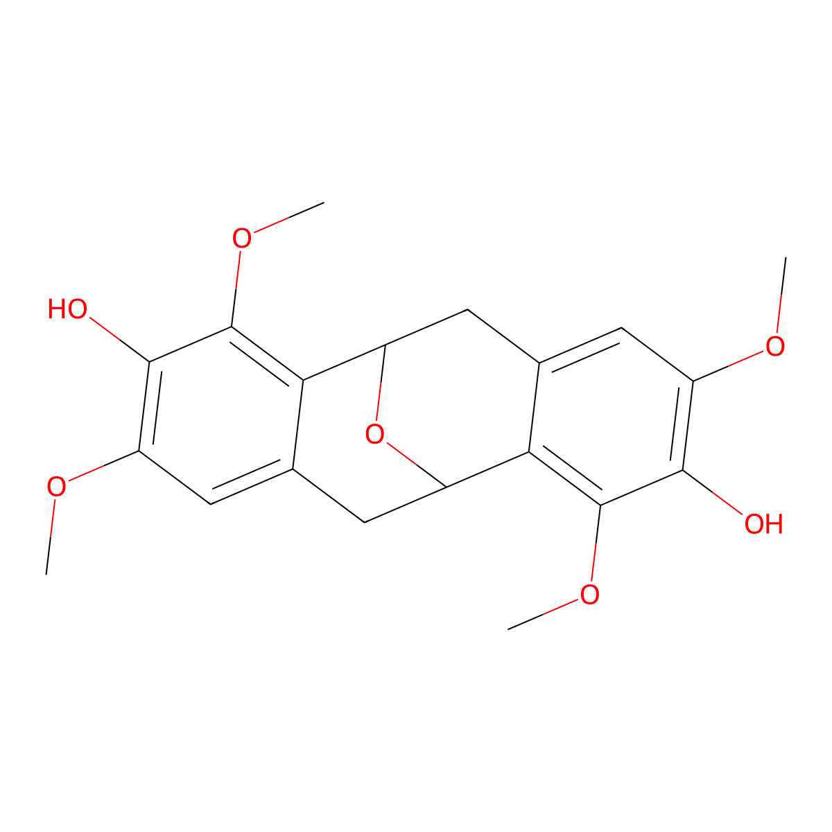 3,5,11,13-Tetramethoxy-17-oxatetracyclo[7.7.1.0^{2,7}.0^{10,15}]heptadeca-2,4,6,10(15),11,13-hexaene-4,12-diol molecular structure, CAS 1379610-45-3