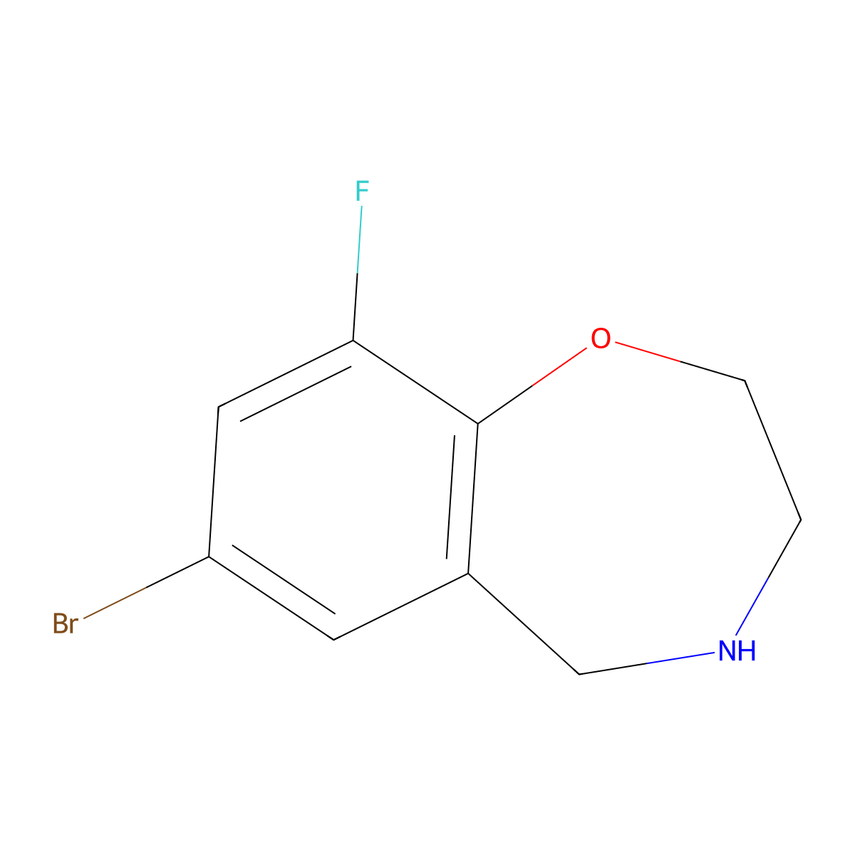 7-Bromo-9-fluoro-2,3,4,5-tetrahydro-1,4-benzoxazepine molecular structure, CAS 1379647-15-0