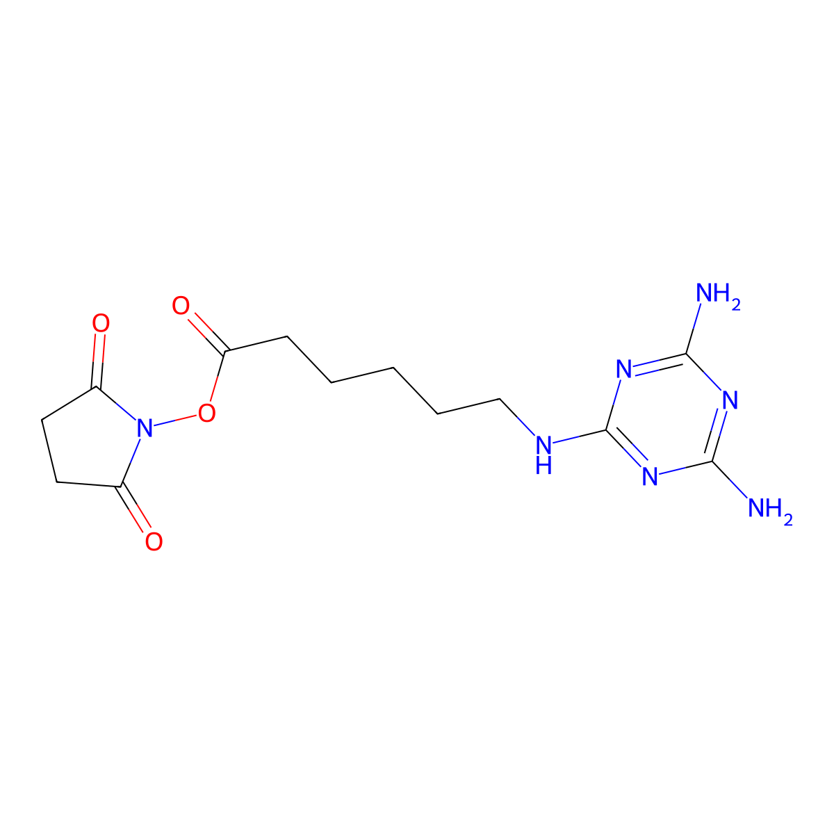 2,5-Dioxopyrrolidin-1-yl 6-((4,6-diamino-1,3,5-triazin-2-yl)amino)hexanoate molecular structure, CAS 1379664-59-1