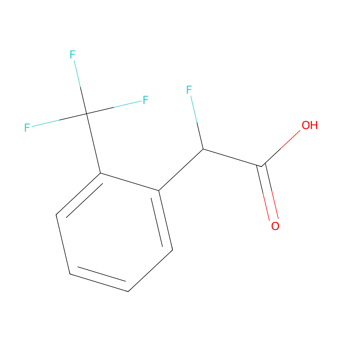 2-Fluoro-2-[2-(trifluoromethyl)phenyl]acetic acid molecular structure, CAS 1379664-87-5