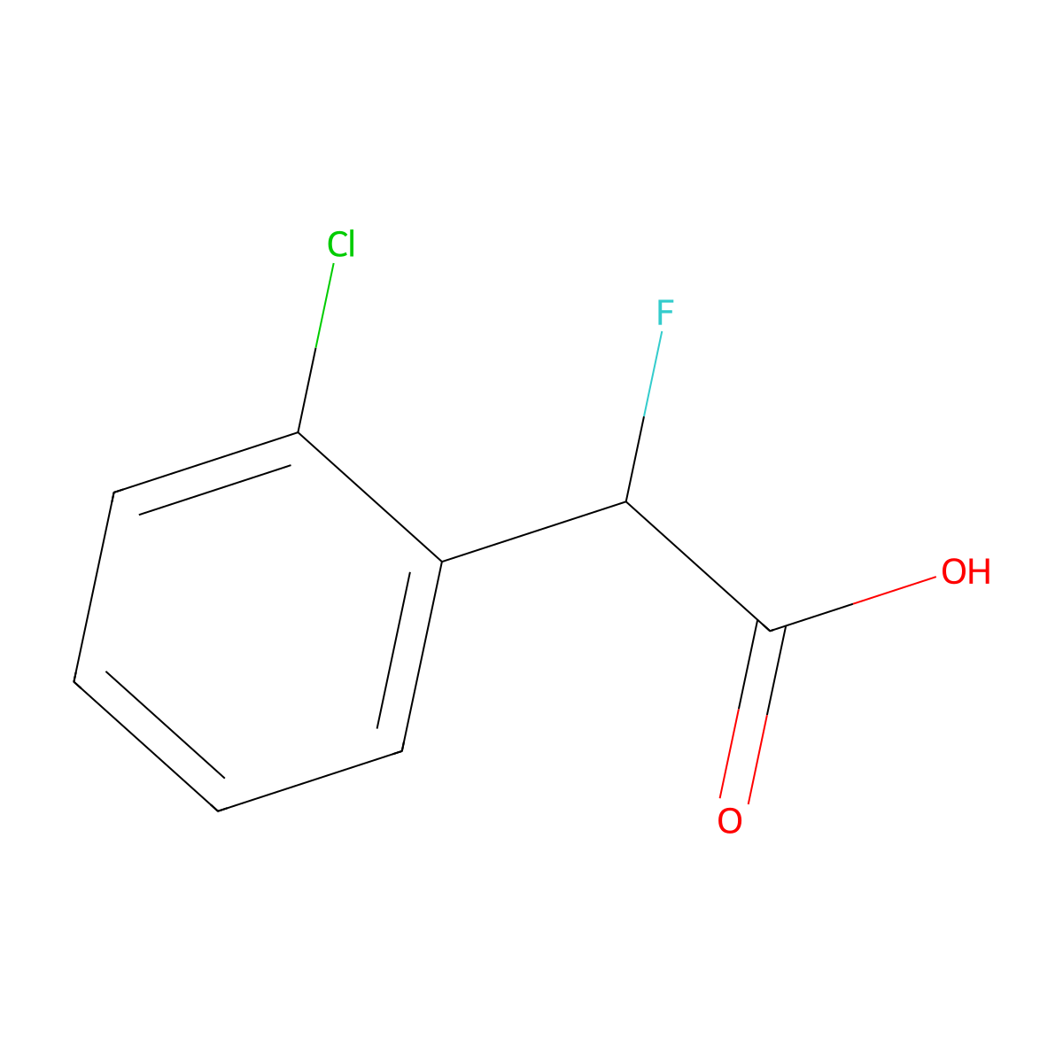 2-(2-Chlorophenyl)-2-fluoroacetic acid molecular structure, CAS 1379664-88-6