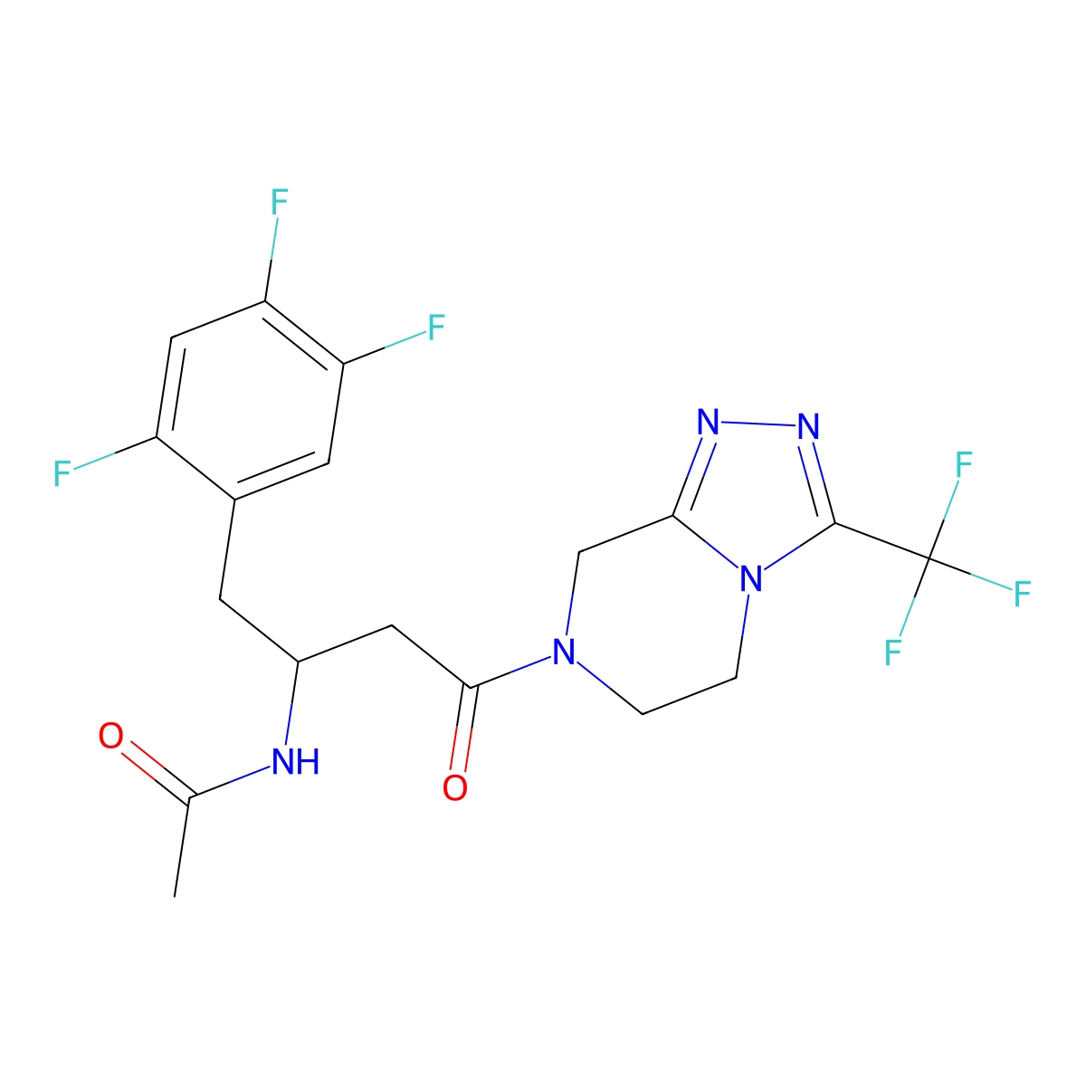 N-[(2R)-4-oxo-4-[3-(trifluoromethyl)-5H,6H,7H,8H-[1,2,4]triazolo[4,3-a]pyrazin-7-yl]-1-(2,4,5-trifluorophenyl)butan-2-yl]acetamide molecular structure, CAS 1379666-94-0