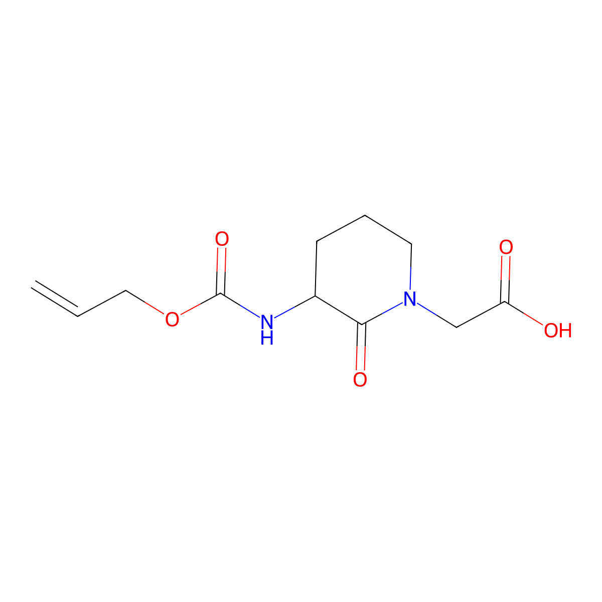 2-(2-Oxo-3-{[(prop-2-en-1-yloxy)carbonyl]amino}piperidin-1-yl)acetic acid molecular structure, CAS 1379676-95-5