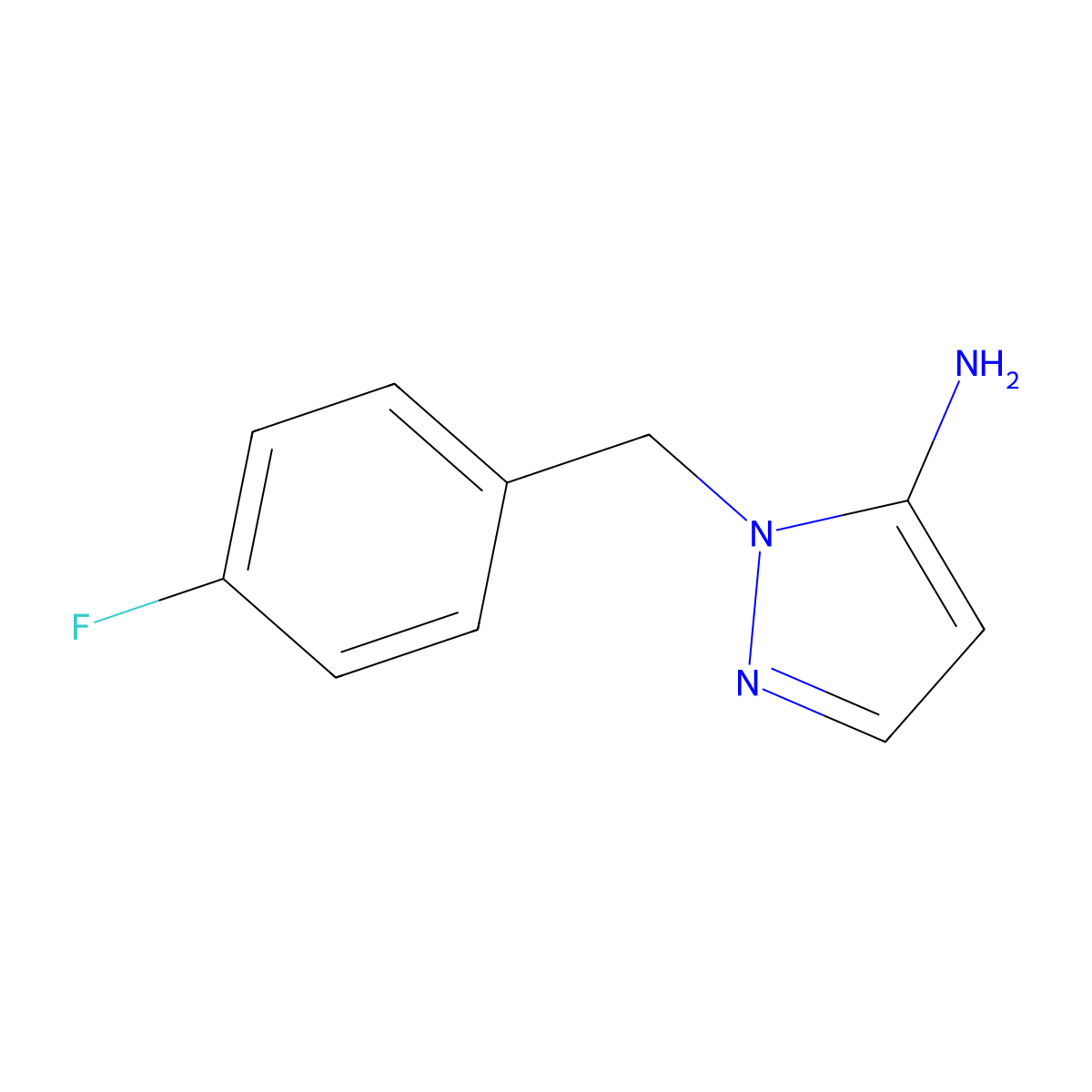 1-[(4-fluorophenyl)methyl]-1H-pyrazol-5-amine molecular structure, CAS 137968-28-6