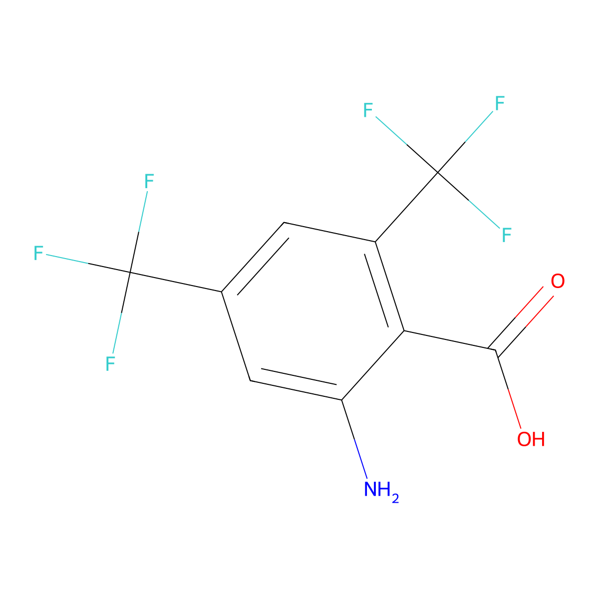 2-Amino-4,6-bis(trifluoromethyl)benzoic acid molecular structure, CAS 1379686-14-2
