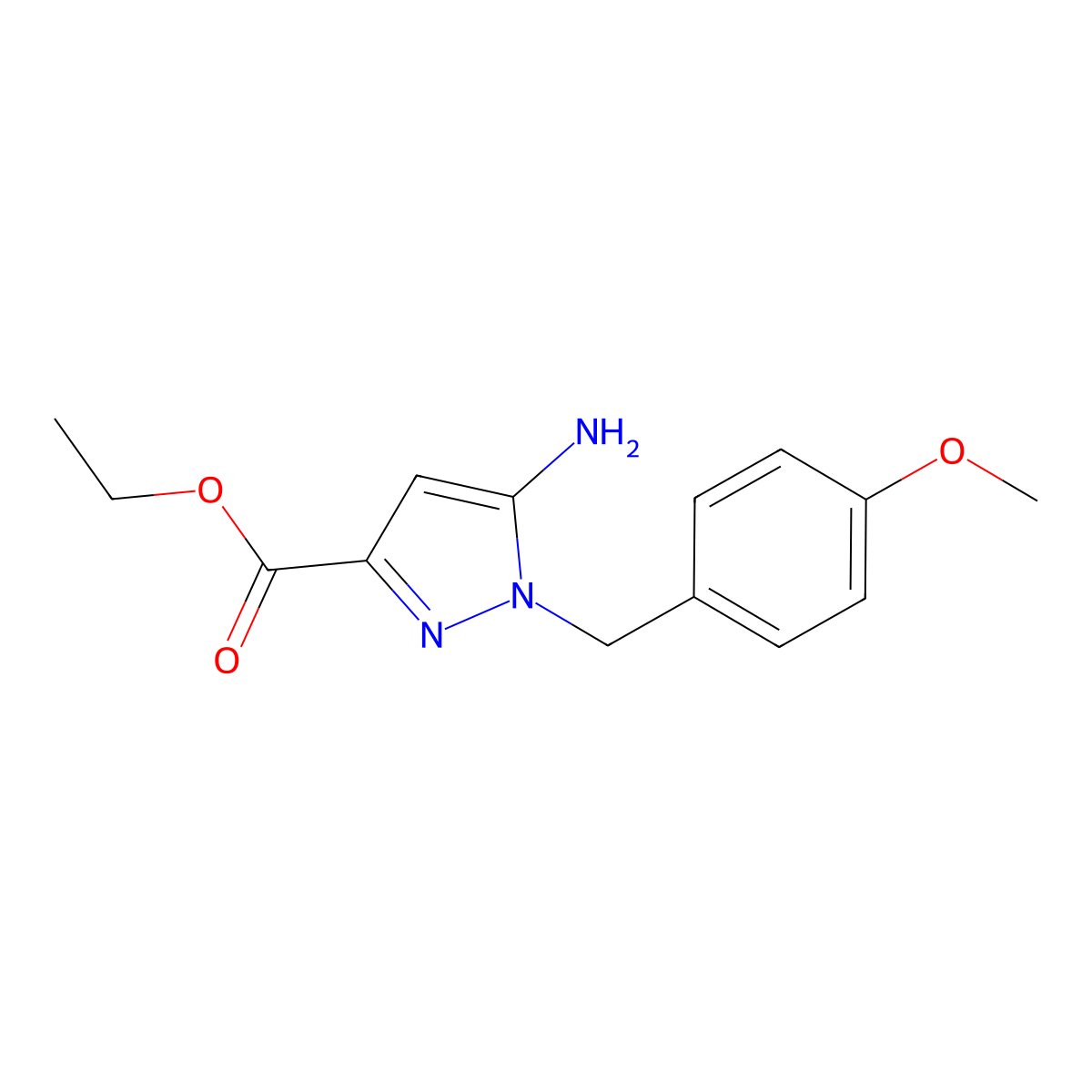 Ethyl 1-(4-methoxybenzyl)-5-amino-1H-pyrazole-3-carboxylate molecular structure, CAS 1379689-77-6