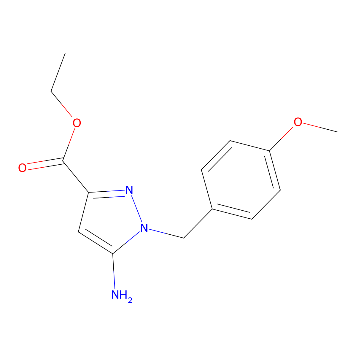 Ethyl 1-(4-methoxybenzyl)-5-amino-1H-pyrazole-3-carboxylate molecular structure, CAS 1379689-77-6