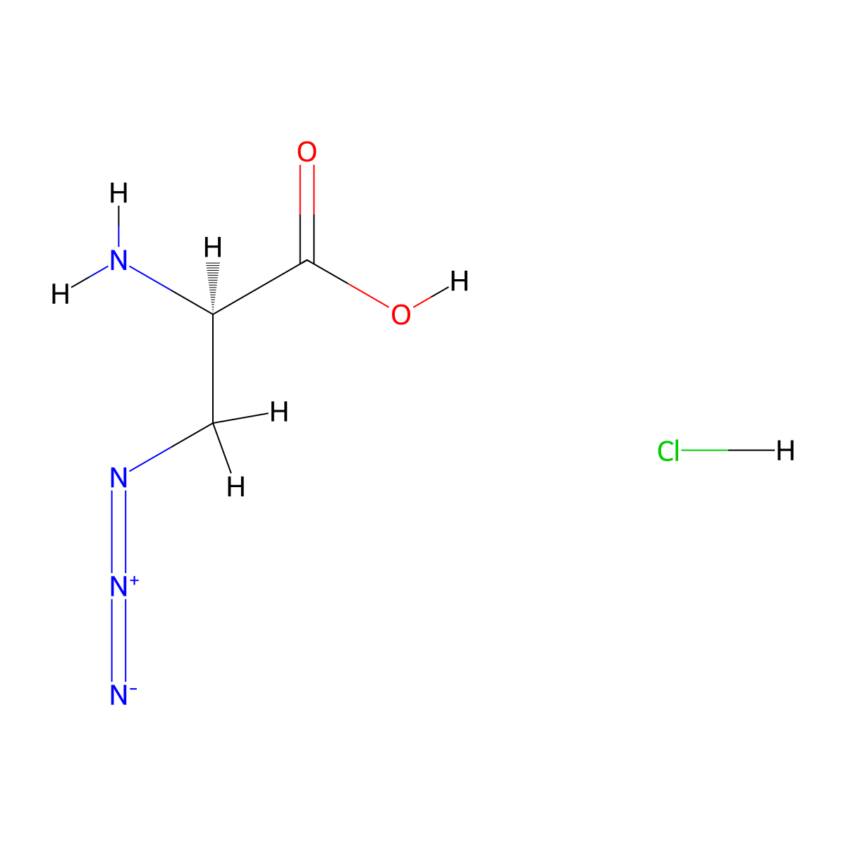 (2R)-2-amino-3-azidopropanoic acid hydrochloride molecular structure, CAS 1379690-01-3