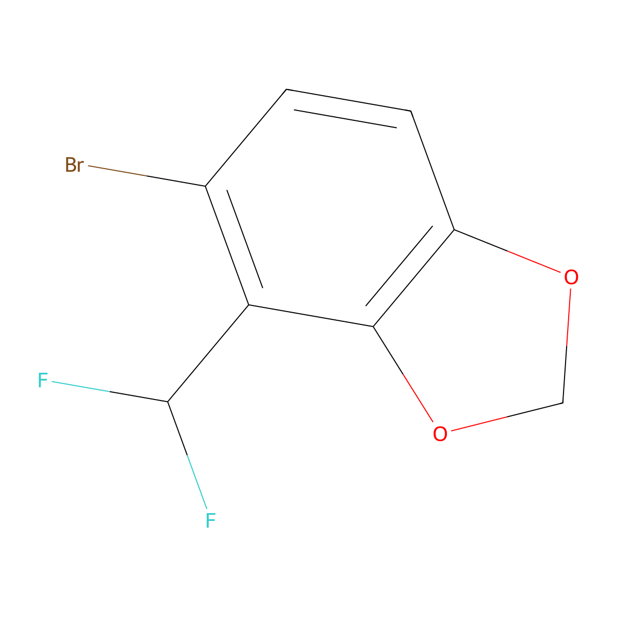 5-Bromo-4-(difluoromethyl)benzo[d][1,3]dioxole molecular structure, CAS 1379762-32-9