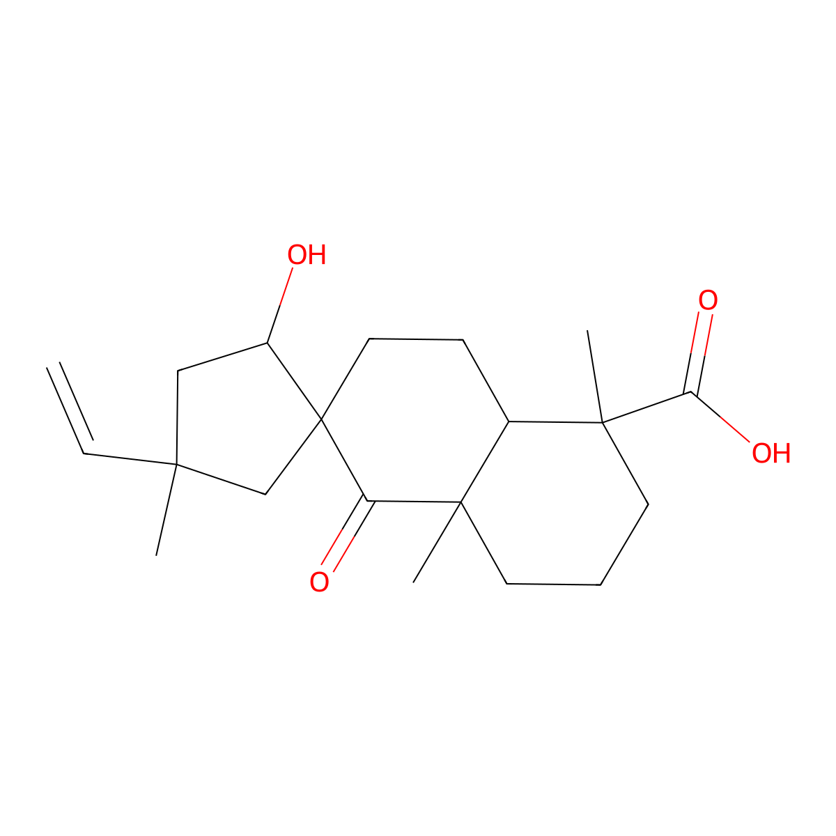 2-Hydroxy-4,5',8a'-trimethyl-1'-oxo-4-vinyloctahydro-1'H-spiro(cyclopentane-1,2'-naphthalene)-5'-carboxylic acid molecular structure, CAS 1379770-82-7