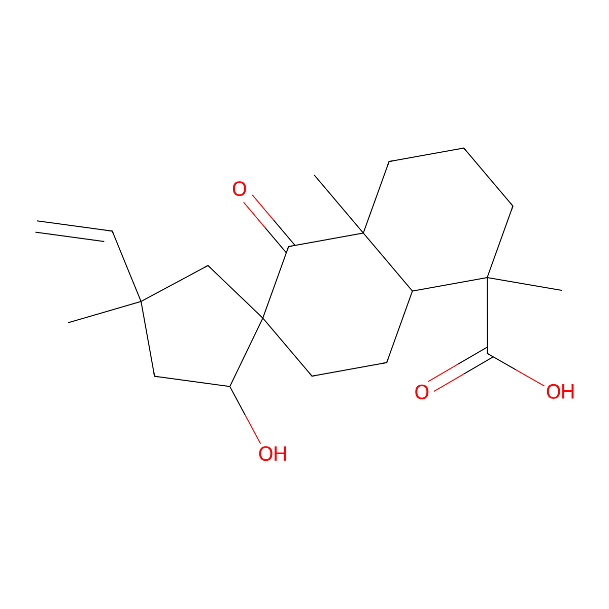 2-Hydroxy-4,5',8a'-trimethyl-1'-oxo-4-vinyloctahydro-1'H-spiro(cyclopentane-1,2'-naphthalene)-5'-carboxylic acid molecular structure, CAS 1379770-82-7
