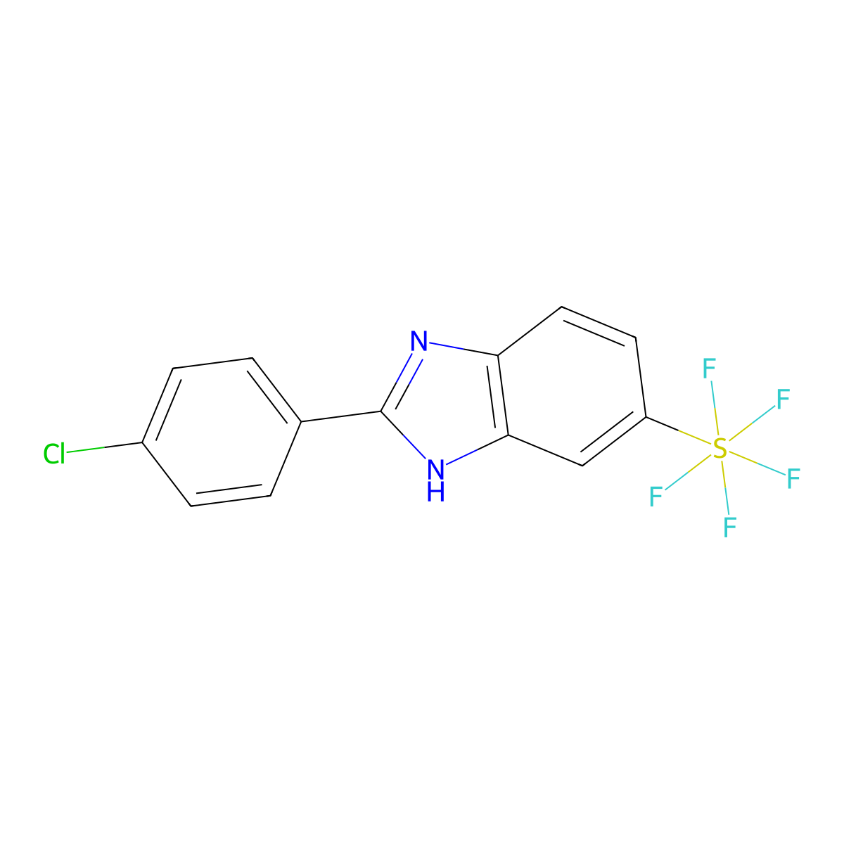 2-(4-Chlorophenyl)-5-(pentafluorosulfanyl)-1H-benzoimidazole molecular structure, CAS 1379803-56-1