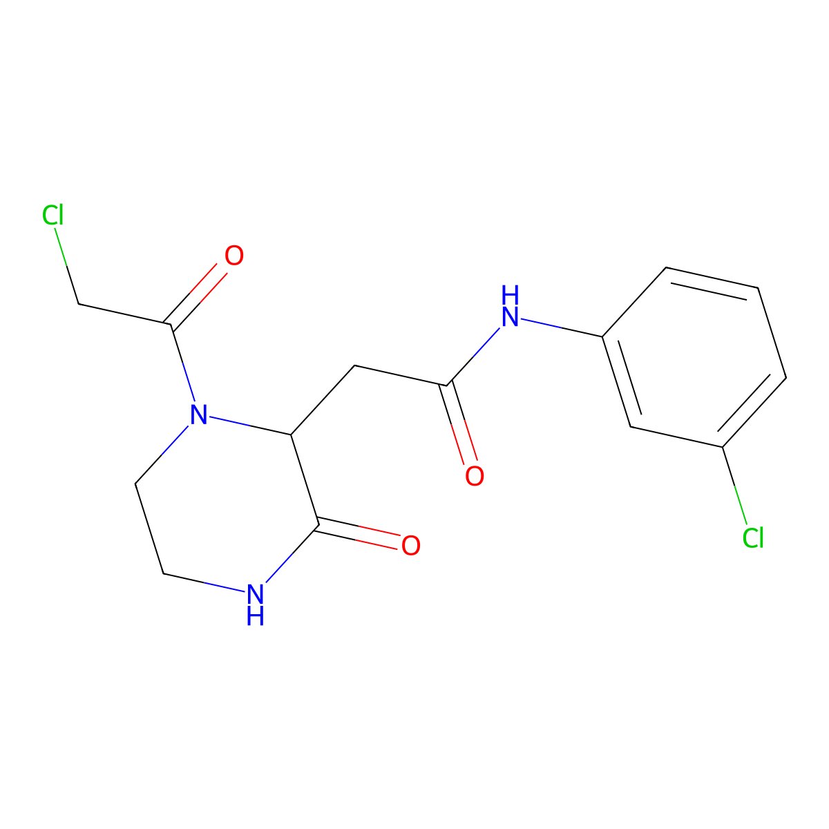 2-[1-(chloroacetyl)-3-oxopiperazin-2-yl]-N-(3-chlorophenyl)acetamide molecular structure, CAS 1379811-21-8