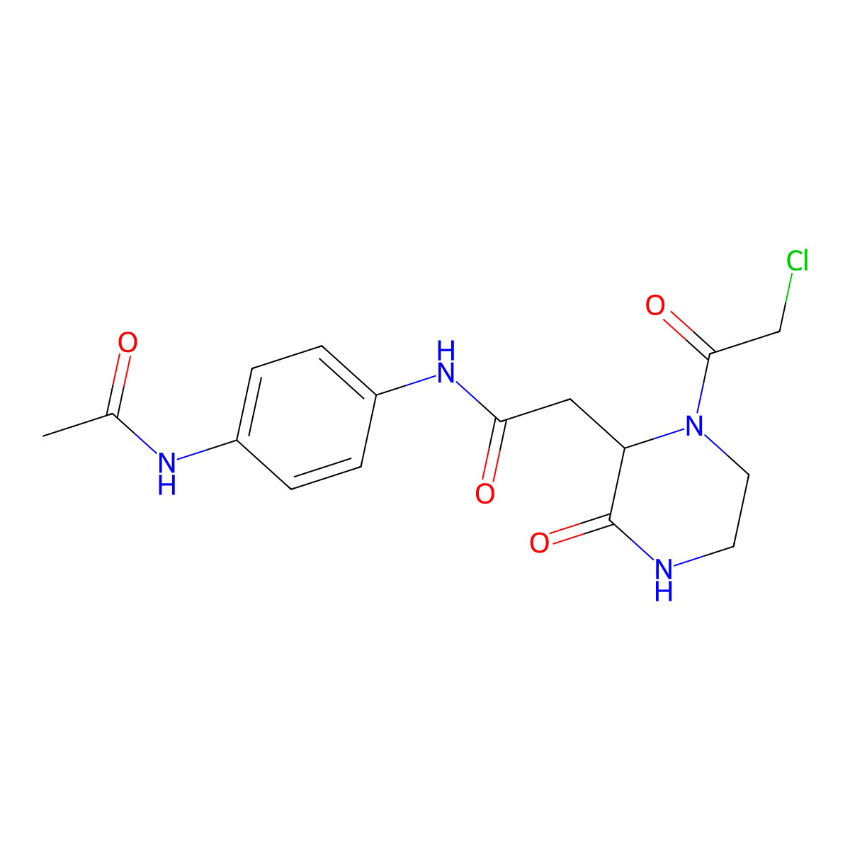 N-[4-(acetylamino)phenyl]-2-[1-(chloroacetyl)-3-oxopiperazin-2-yl]acetamide molecular structure, CAS 1379811-22-9