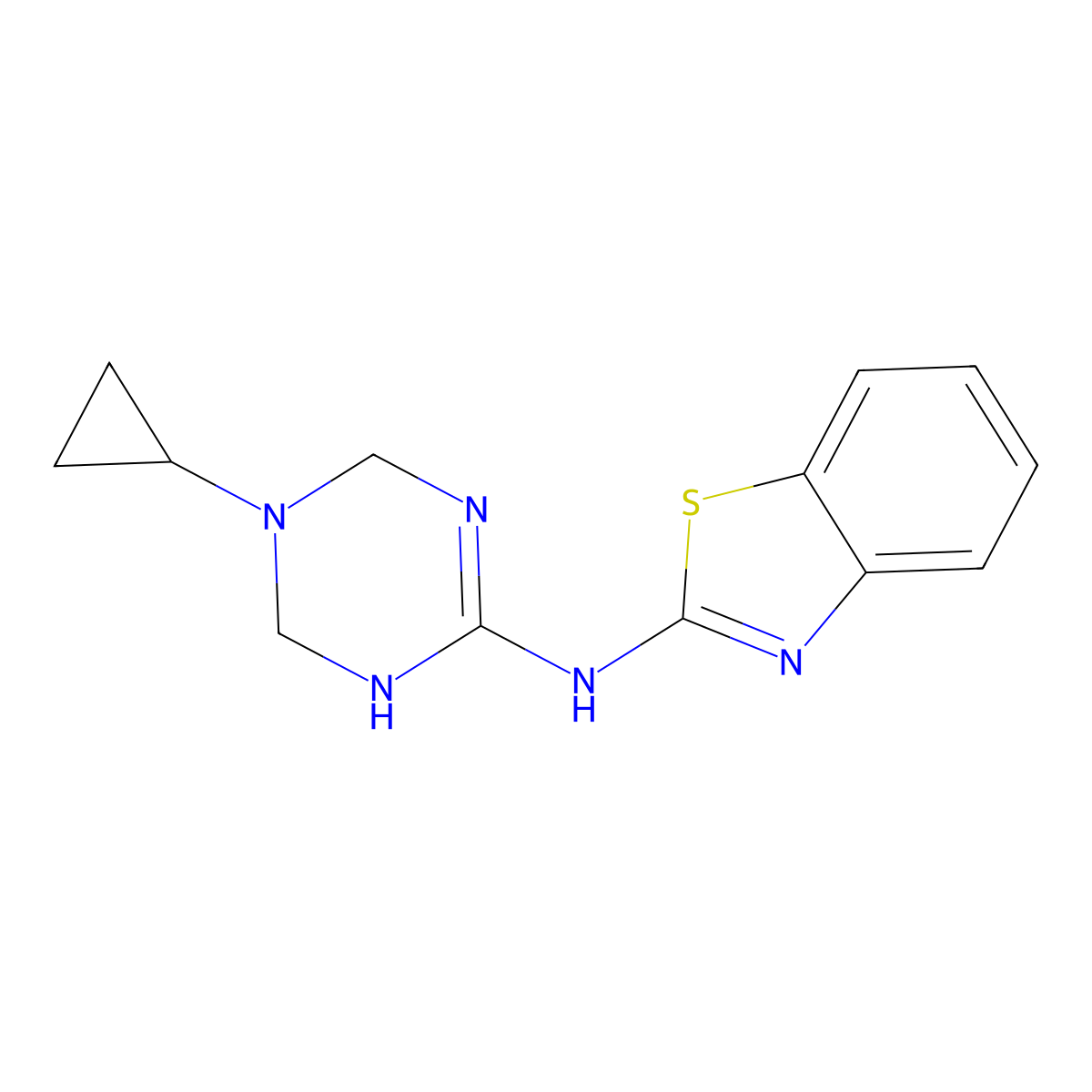 N-(5-cyclopropyl-1,4,5,6-tetrahydro-1,3,5-triazin-2-yl)-1,3-benzothiazol-2-amine molecular structure, CAS 1379811-24-1
