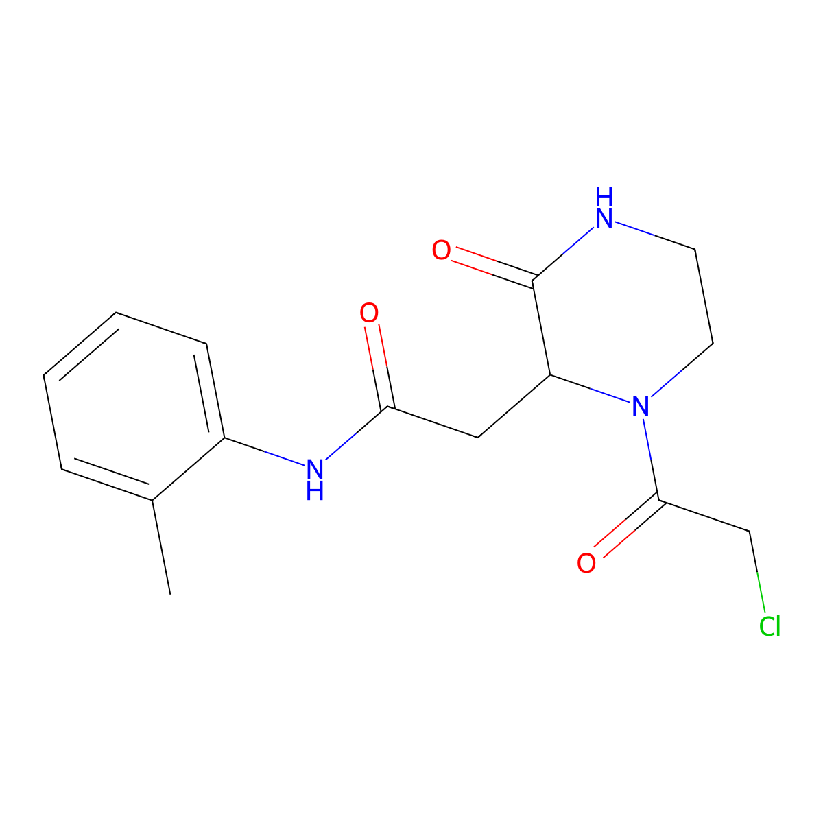 2-[1-(chloroacetyl)-3-oxopiperazin-2-yl]-N-(2-methylphenyl)acetamide molecular structure, CAS 1379811-26-3