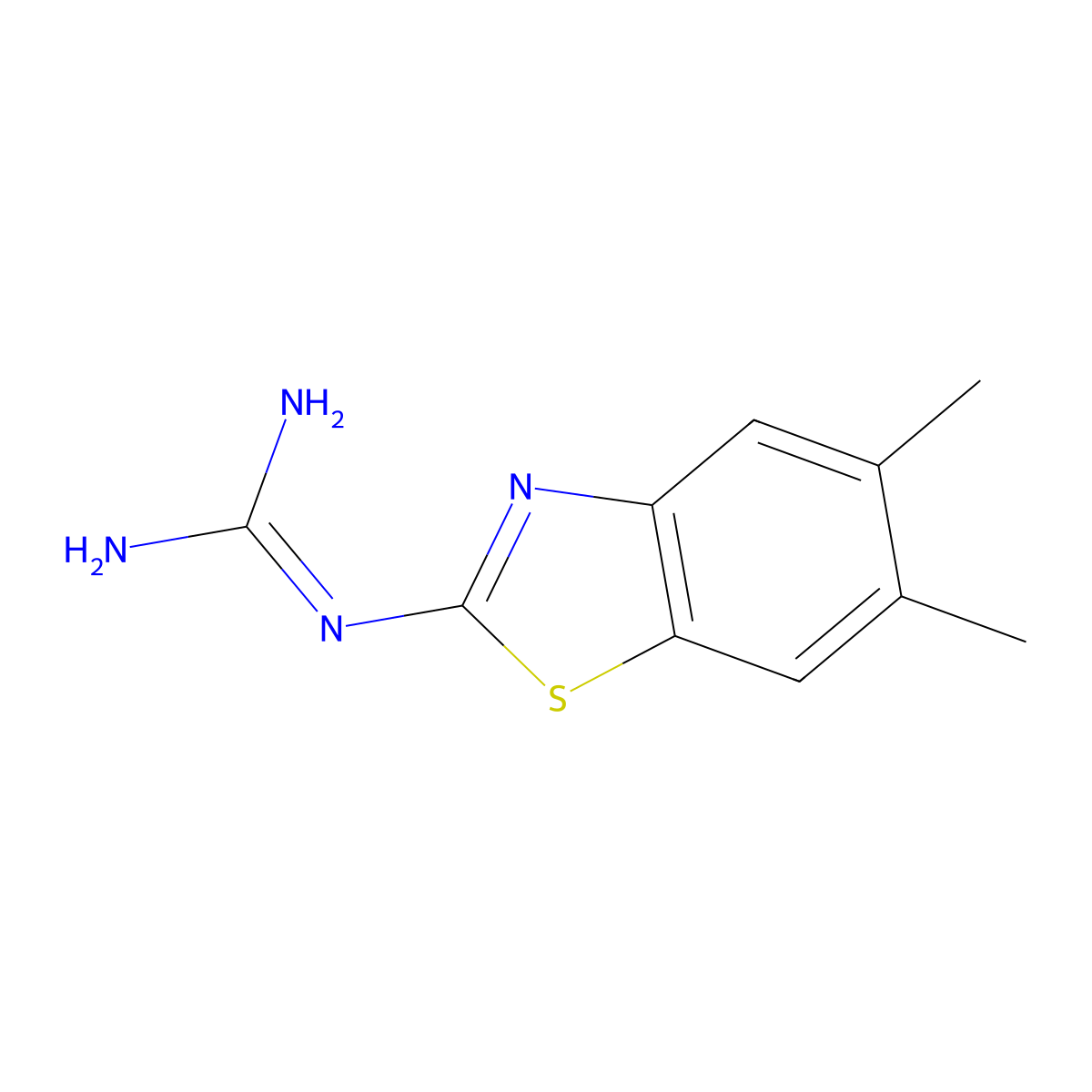 N-(5,6-dimethyl-1,3-benzothiazol-2-yl)guanidine molecular structure, CAS 1379811-30-9