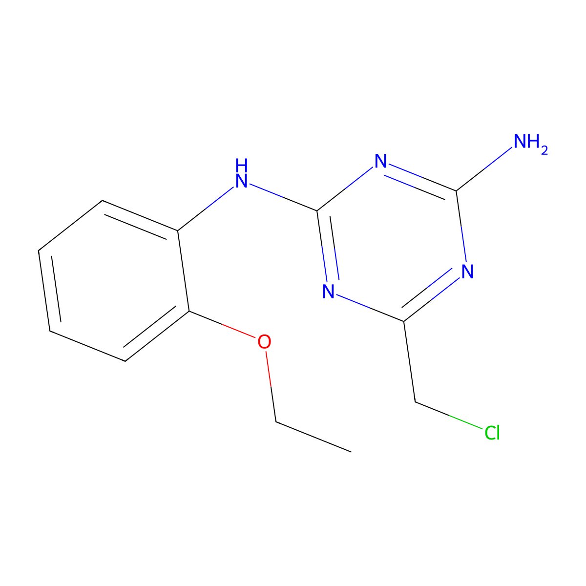 6-(chloromethyl)-N-(2-ethoxyphenyl)-1,3,5-triazine-2,4-diamine molecular structure, CAS 1379811-41-2