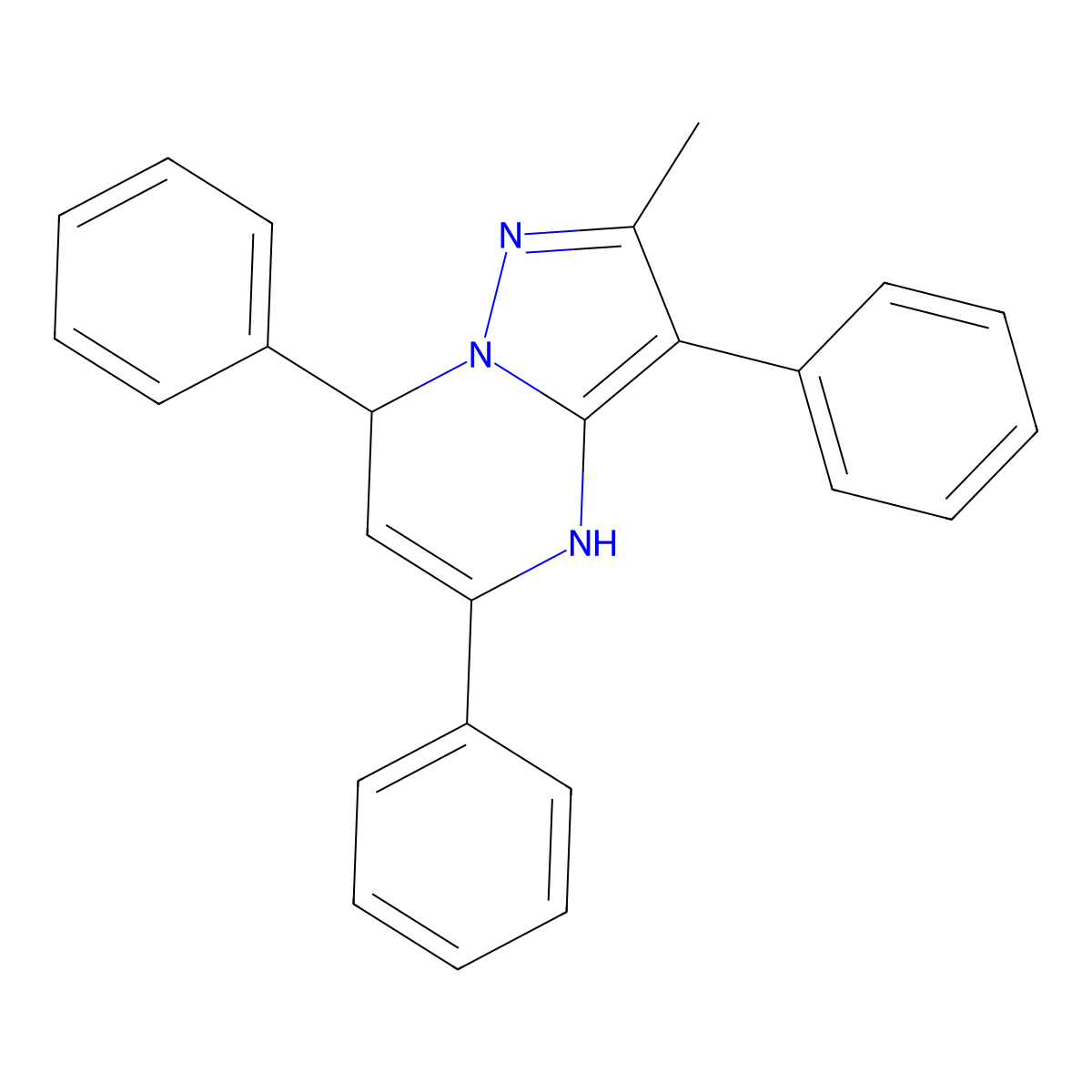 2-Methyl-3,5,7-triphenyl-4,7-dihydropyrazolo[1,5-a]pyrimidine molecular structure, CAS 1379811-42-3