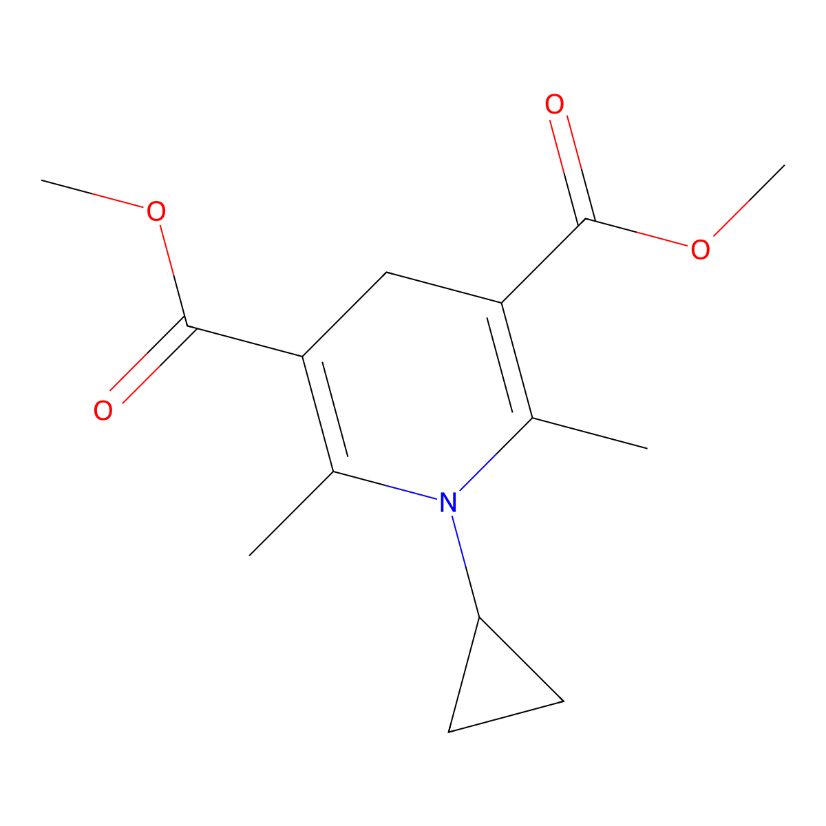 Dimethyl 1-cyclopropyl-2,6-dimethyl-1,4-dihydropyridine-3,5-dicarboxylate molecular structure, CAS 1379811-44-5